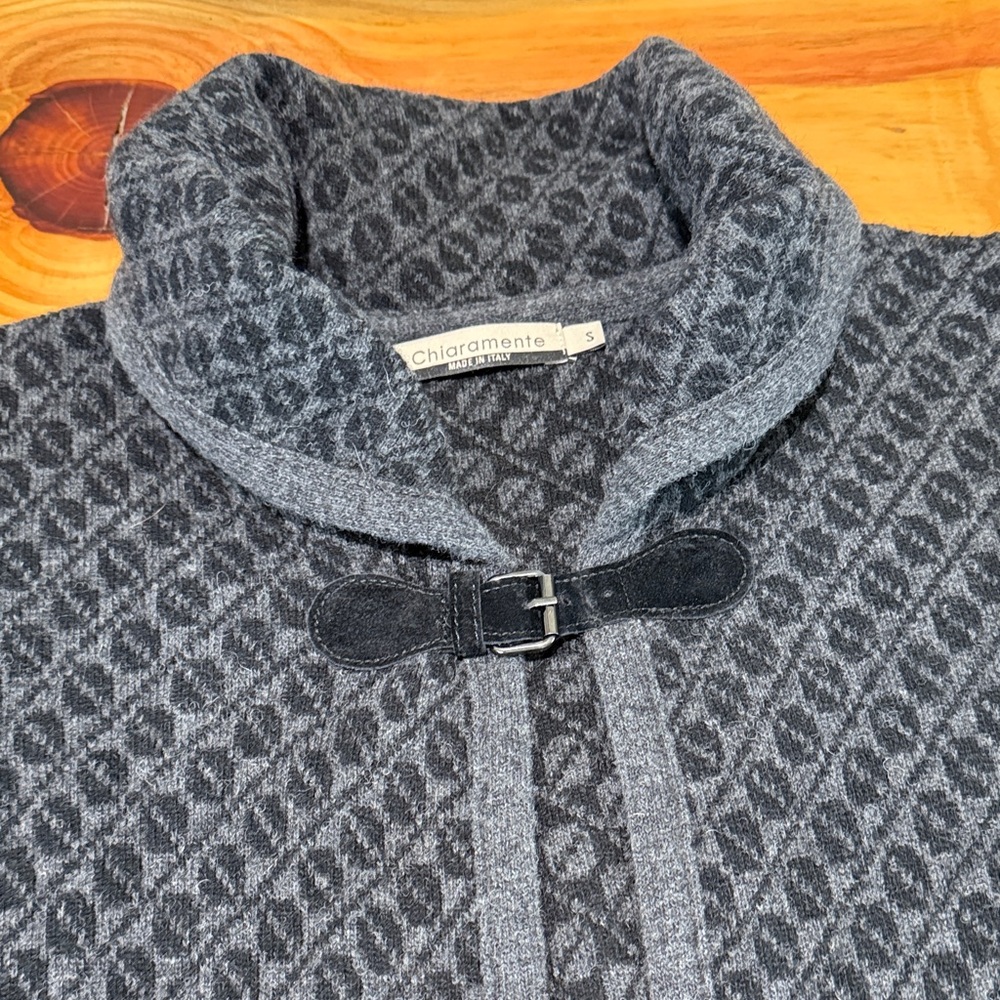 Textured Open-Front Long Cape Cardigan Sweater - Black - Picture 3 of 6